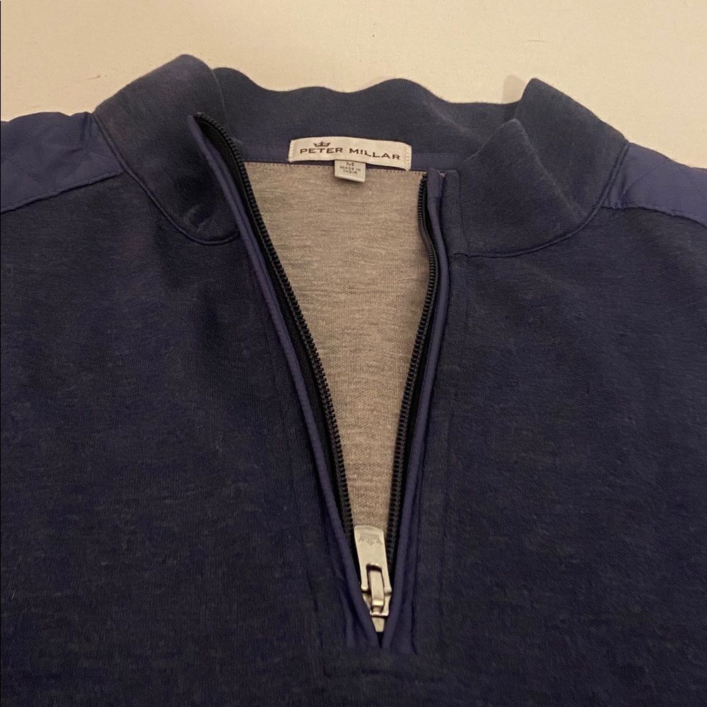 Peter Millar Dark Blue Zip-Up Sweater with Quilted Accents - Picture 6 of 10